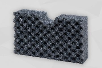 Dunkelgraue Schaumstoffplatte stehend mit Punktmuster