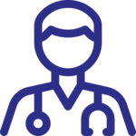 Blauer Icon mit einem Arzt