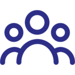 Blauer Icon mit drei Personen