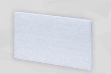 Weiße Akustikplatte stehend aus einem gepressten Polyestervlies